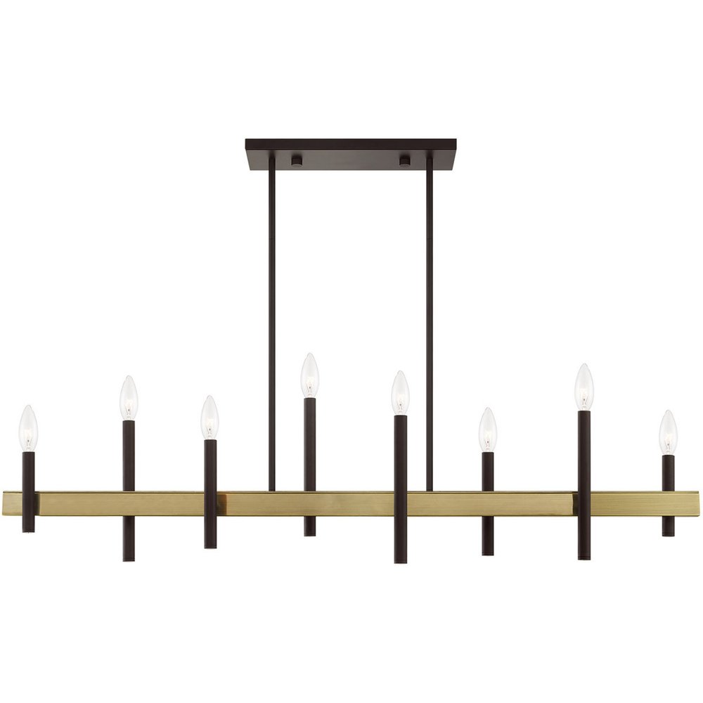 Eight Light Dimmable Chandelier With Shades