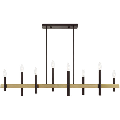 Eight Light Dimmable Chandelier With Shades