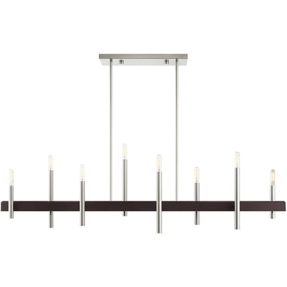 Eight Light Dimmable Chandelier With Shades