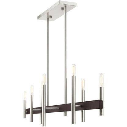 Eight Light Dimmable Chandelier With Shades
