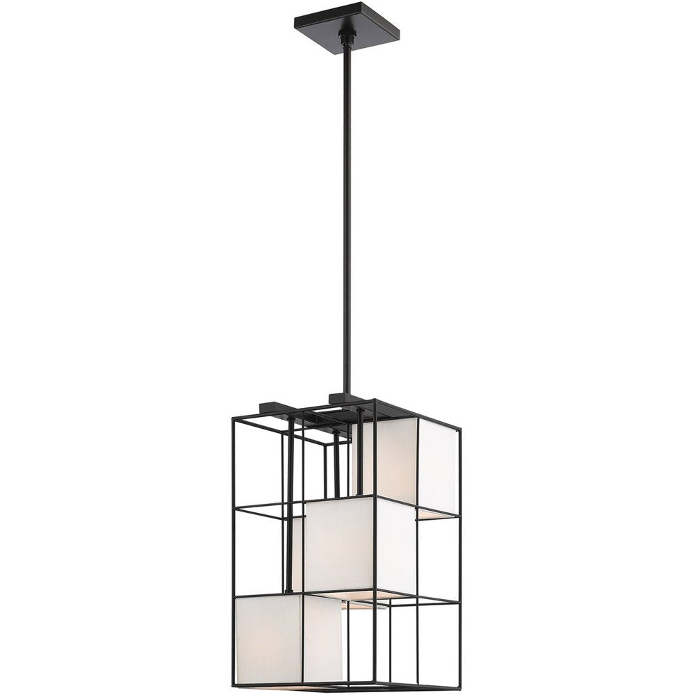Black Four Light Dimmable Chandelier With Shades