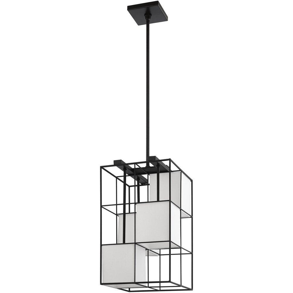 Black Four Light Dimmable Chandelier With Shades