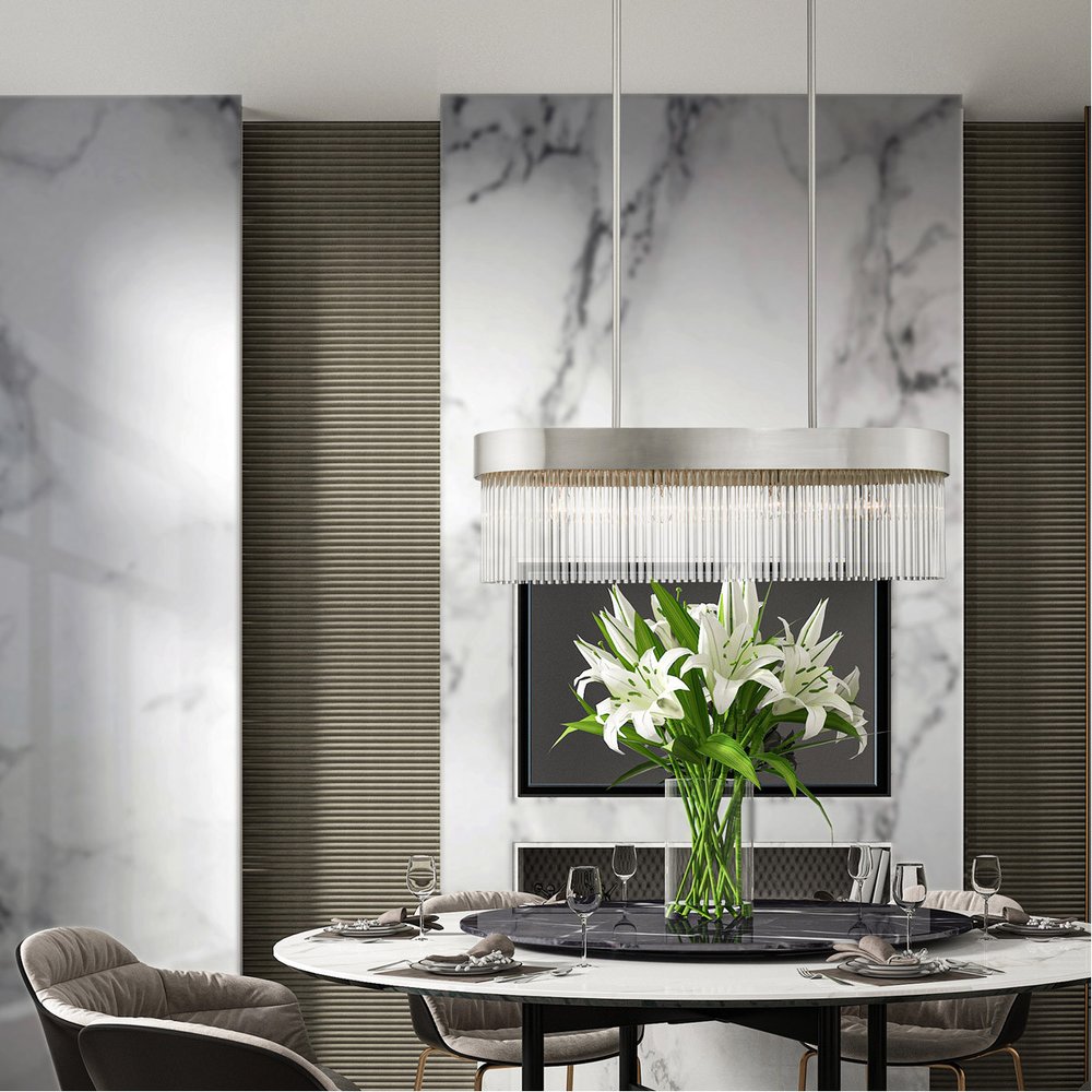 Four Light Dimmable Chandelier With Shades