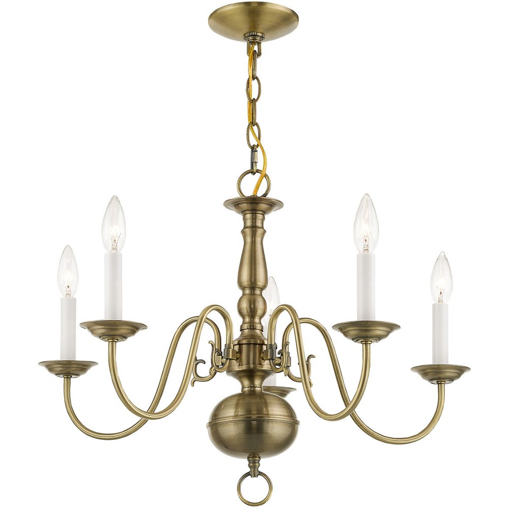 Five Light Dimmable Chandelier With Shades