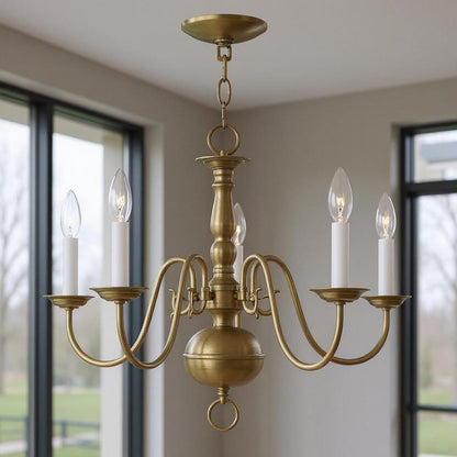 Five Light Dimmable Chandelier With Shades