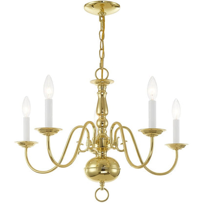 Five Light Dimmable Chandelier With Shades