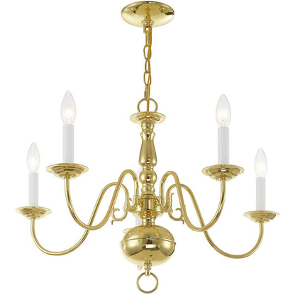 Five Light Dimmable Chandelier With Shades