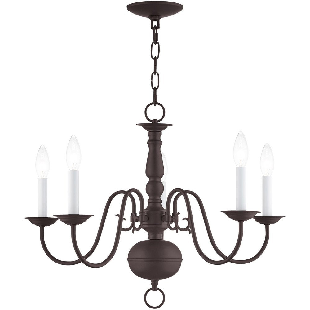 Bronze Five Light Dimmable Chandelier With Shades