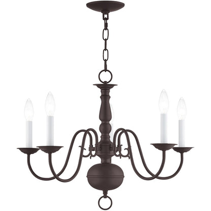 Bronze Five Light Dimmable Chandelier With Shades