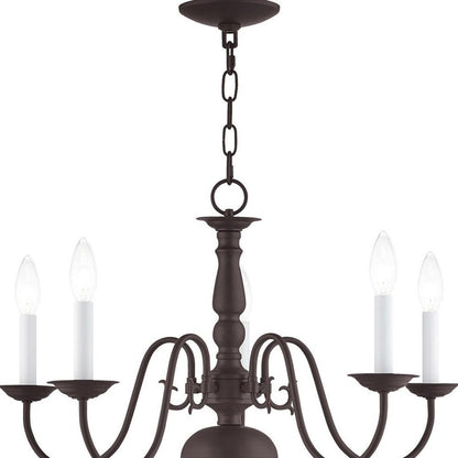 Bronze Five Light Dimmable Chandelier With Shades