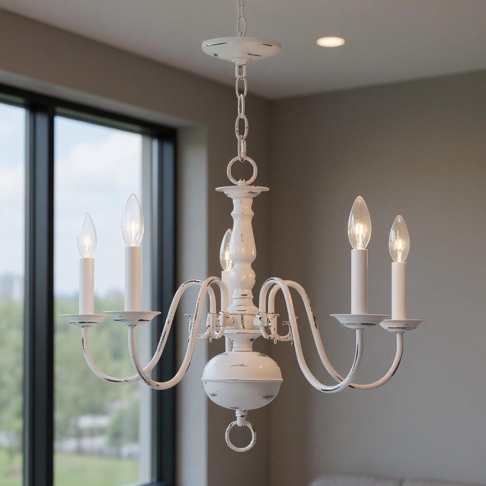 Five Light Dimmable Chandelier With Shades
