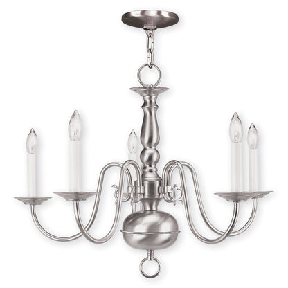 Five Light Dimmable Chandelier With Shades