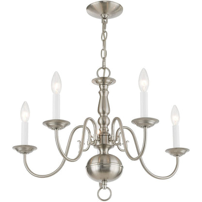Five Light Dimmable Chandelier With Shades