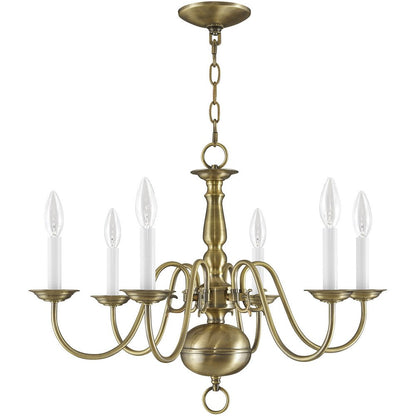 Six Light Dimmable Chandelier With Shades