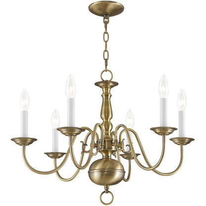 Six Light Dimmable Chandelier With Shades