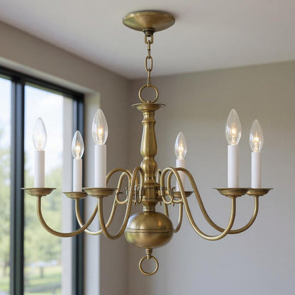 Six Light Dimmable Chandelier With Shades