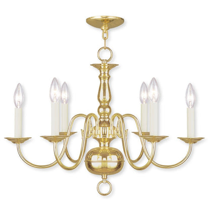 Six Light Dimmable Chandelier With Shades
