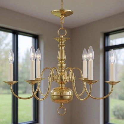 Six Light Dimmable Chandelier With Shades