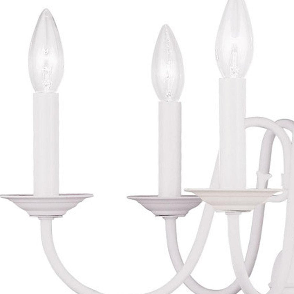 White Six Light Dimmable Chandelier With Shades