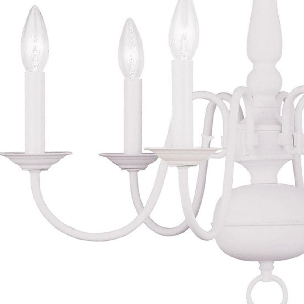 White Six Light Dimmable Chandelier With Shades