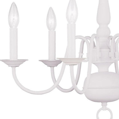 White Six Light Dimmable Chandelier With Shades