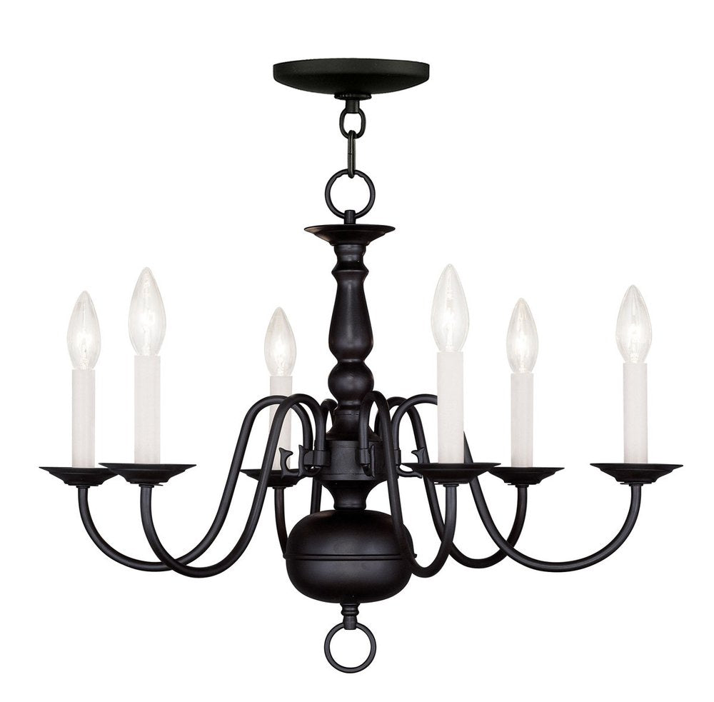Six Light Dimmable Chandelier With Shades