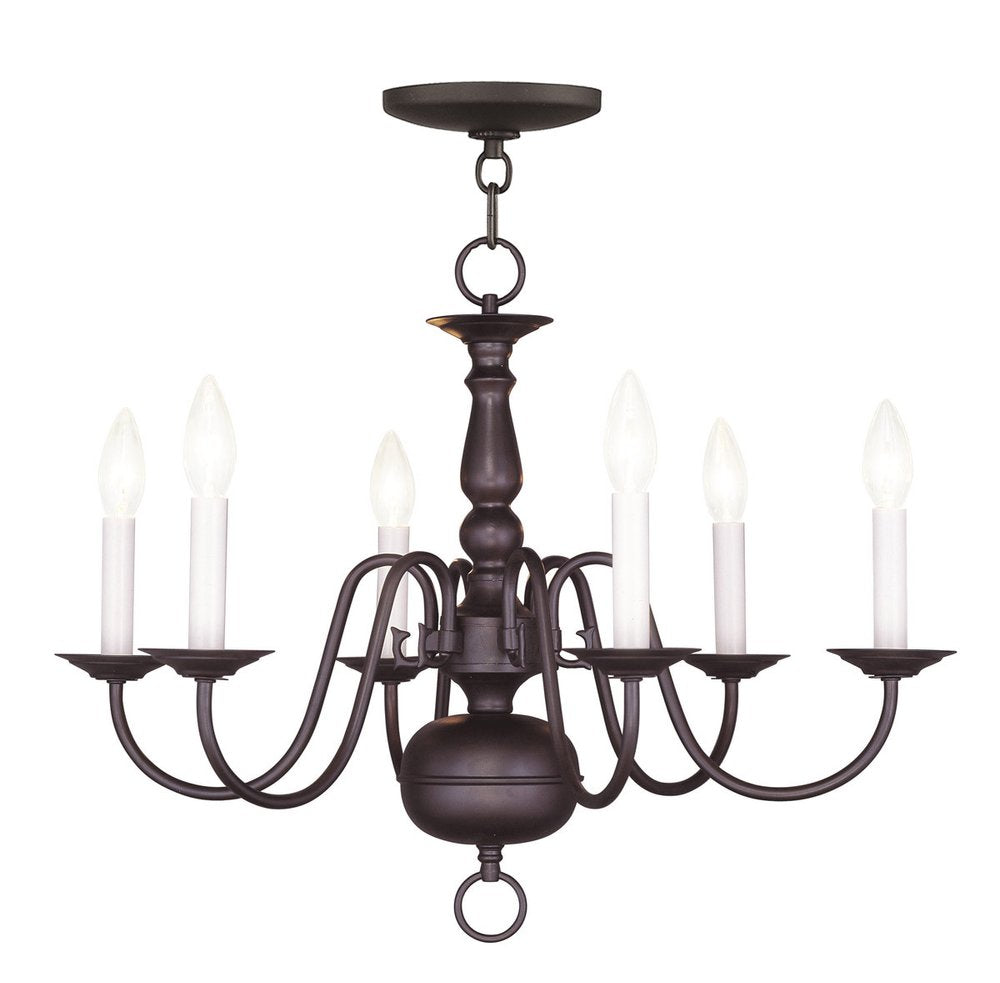 Bronze Six Light Dimmable Chandelier With Shades