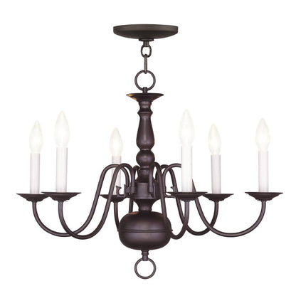 Bronze Six Light Dimmable Chandelier With Shades