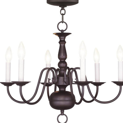 Bronze Six Light Dimmable Chandelier With Shades