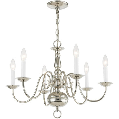 Six Light Dimmable Chandelier With Shades