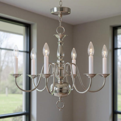 Six Light Dimmable Chandelier With Shades