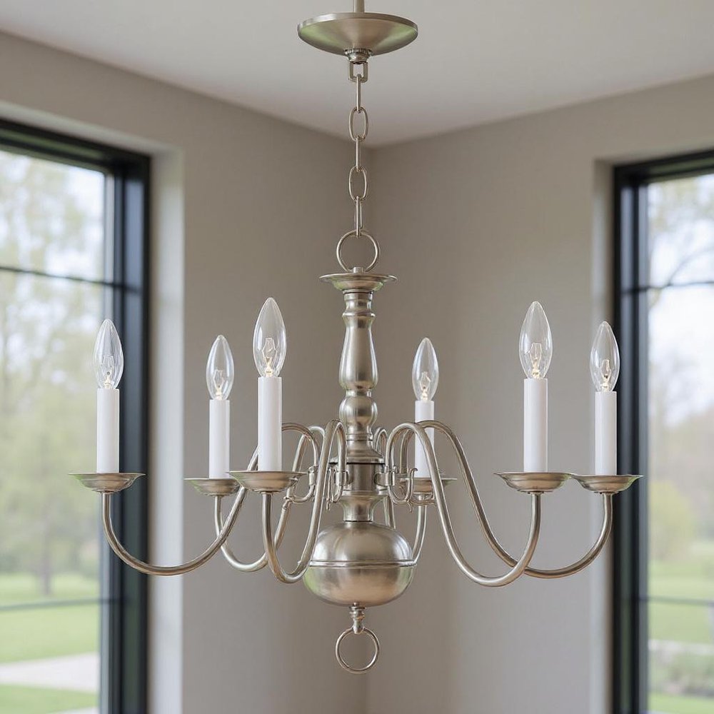 Six Light Dimmable Chandelier With Shades
