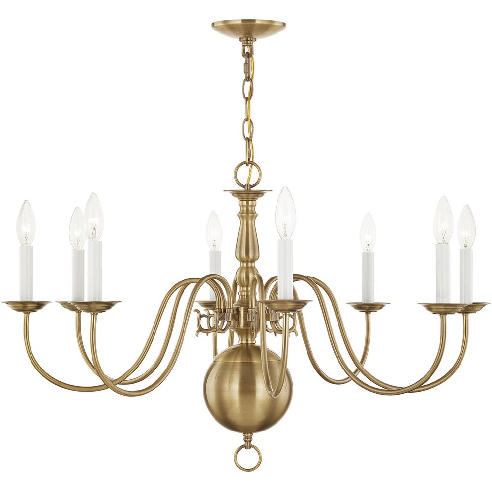 Eight Light Dimmable Chandelier With Shades
