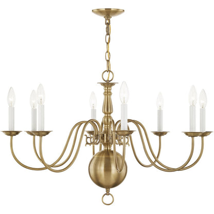 Eight Light Dimmable Chandelier With Shades