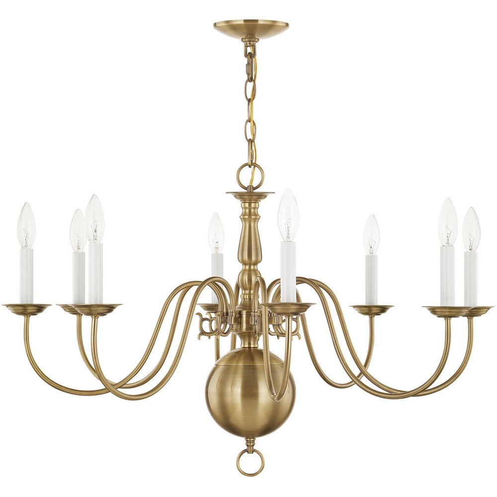 Eight Light Dimmable Chandelier With Shades