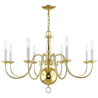 Eight Light Dimmable Chandelier With Shades