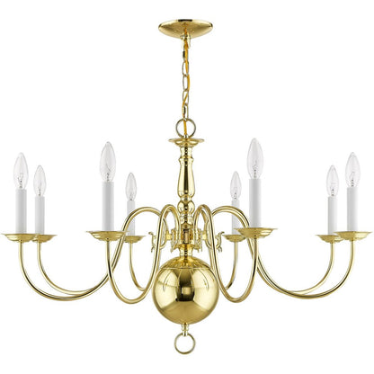 Eight Light Dimmable Chandelier With Shades