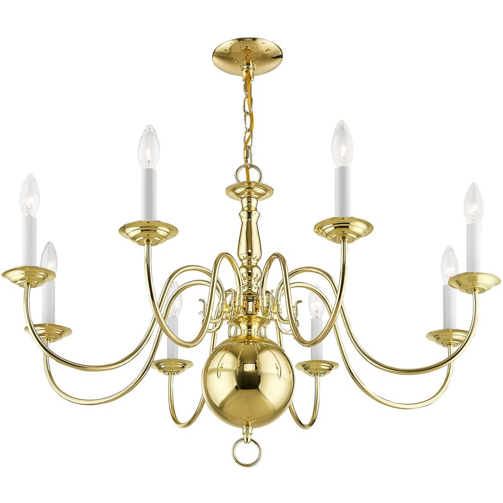 Eight Light Dimmable Chandelier With Shades