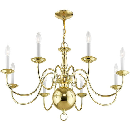 Eight Light Dimmable Chandelier With Shades