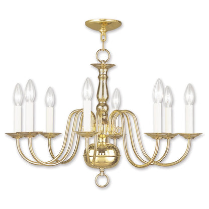 Eight Light Dimmable Chandelier With Shades