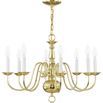 Eight Light Dimmable Chandelier With Shades