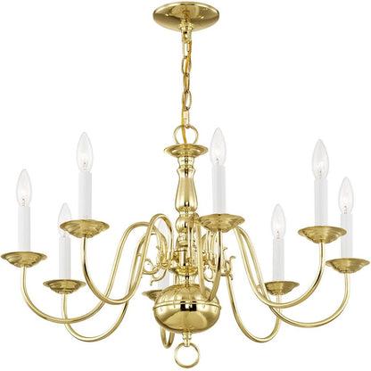 Eight Light Dimmable Chandelier With Shades
