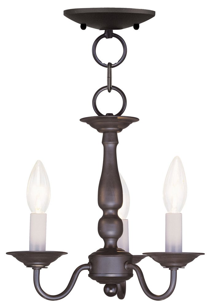 Bronze Three Light Dimmable Chandelier With Shades