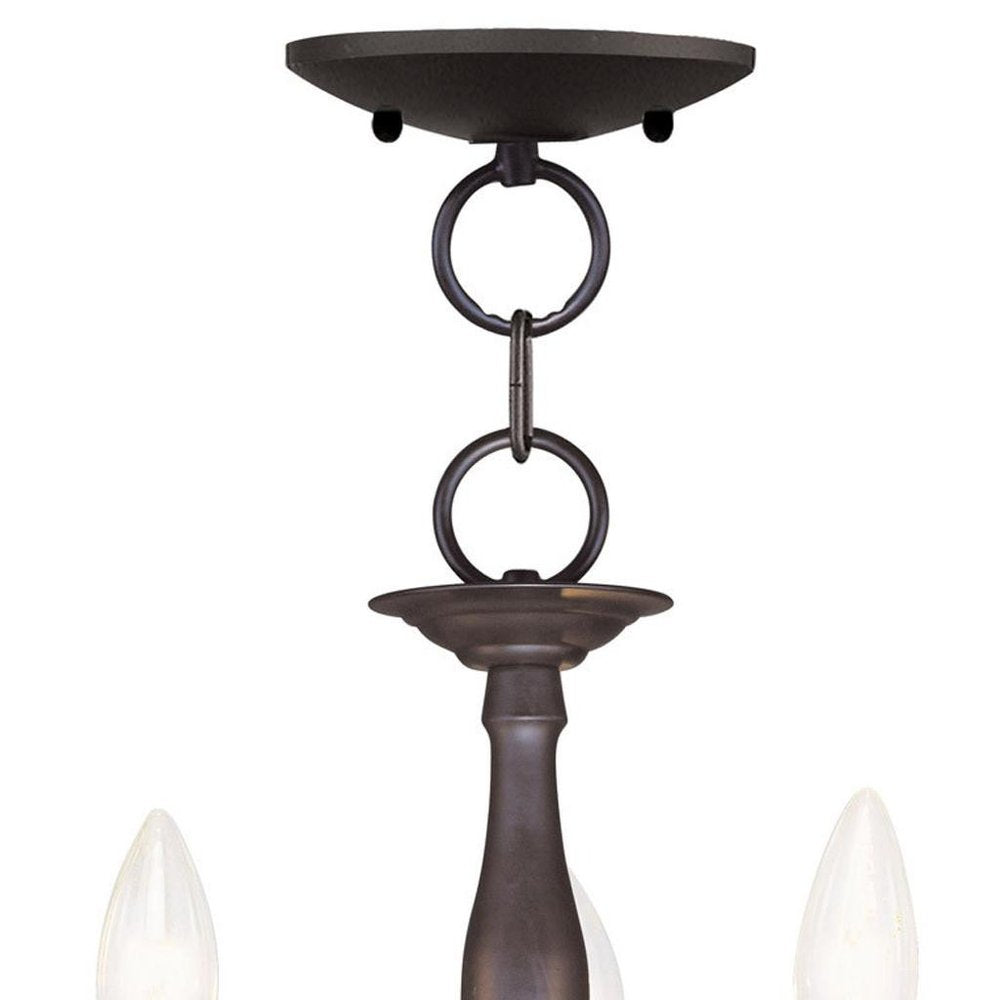 Bronze Three Light Dimmable Chandelier With Shades