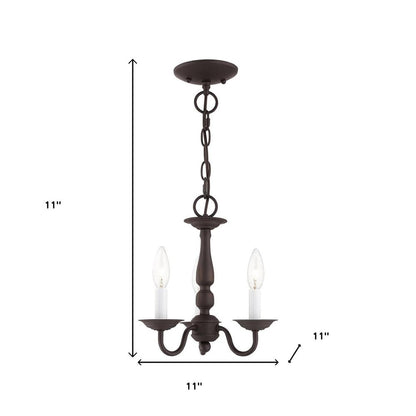 Bronze Three Light Dimmable Chandelier With Shades