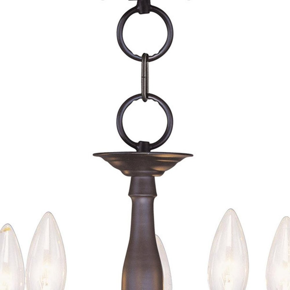 Bronze Five Light Dimmable Chandelier With Shades