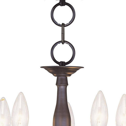 Bronze Five Light Dimmable Chandelier With Shades