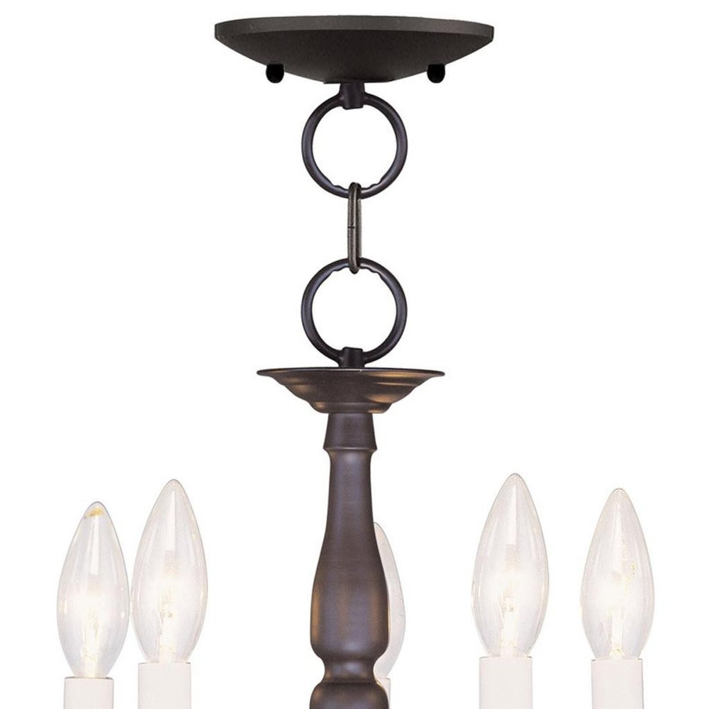 Bronze Five Light Dimmable Chandelier With Shades