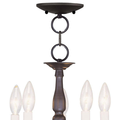 Bronze Five Light Dimmable Chandelier With Shades