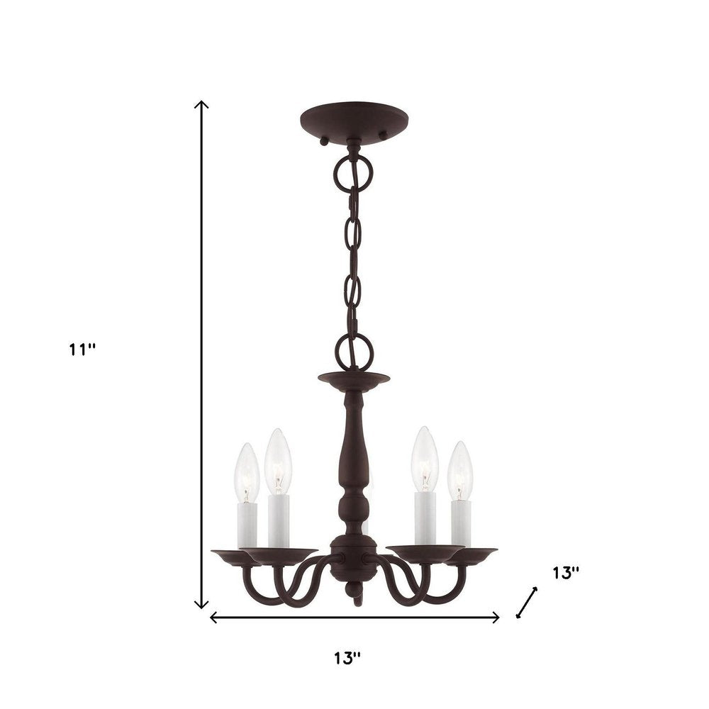 Bronze Five Light Dimmable Chandelier With Shades